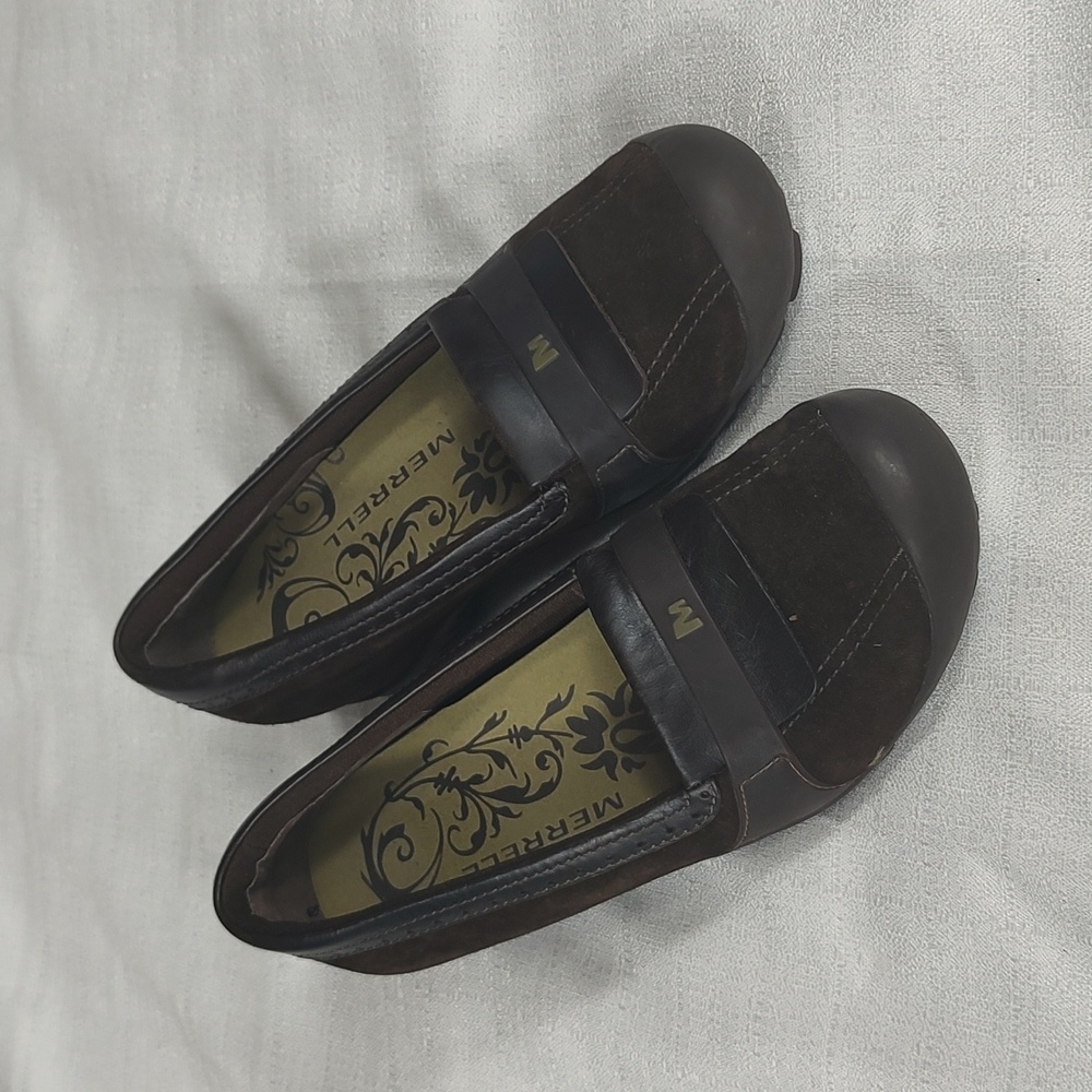 Merrell Plaza Moc Dark Coffee Brown Performance Slip On Casual Shoe Women Size 8
